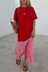 Red and Pink Cara T-Shirt Dress