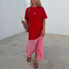 Red and Pink Cara T-Shirt Dress