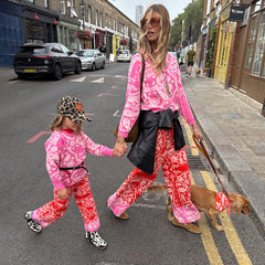Kids Red and Pink Bandana Knitted Set