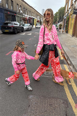 Kids Red and Pink Bandana Knitted Set