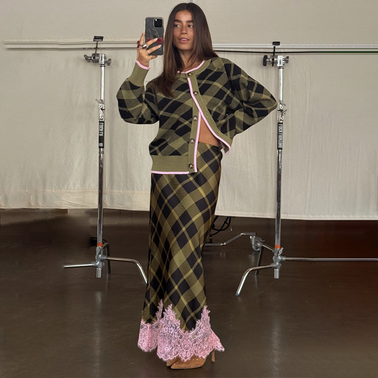 Olive Tartan Maeva Skirt
