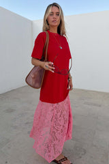 Red and Pink Cara T-Shirt Dress