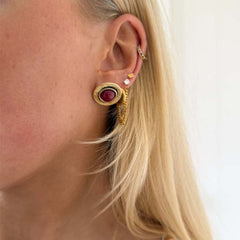 Deloris Red Circle Earrings