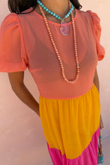 Tiered Orange and Pink Abigail Dress Petite