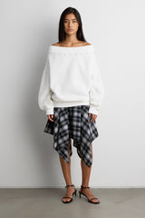 RELAXED STUDDED OFF SHOULDER TOP