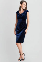 Gina Bacconi Navy Jeanie Velvet Dress