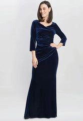 Gina Bacconi Navy Sophie Velvet Maxi Dress