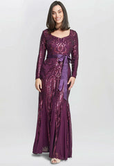 Gina Bacconi Purple Gwen Sequin Maxi Dress