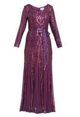 Gina Bacconi Purple Gwen Sequin Maxi Dress