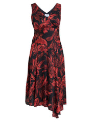 Gina Bacconi Red Aneesha Floral Midi Dress