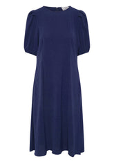 Gina Bacconi Navy Flora Puff Sleeve Midi Dress