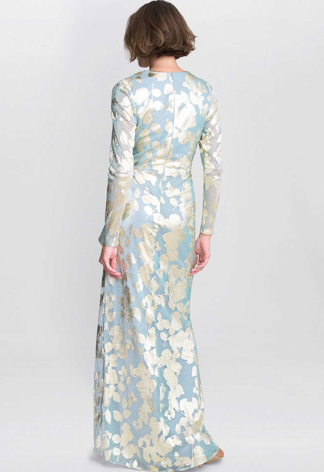 Gina Bacconi Sage Kamala Foil Maxi Dress
