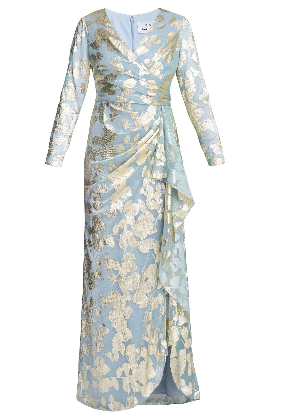 Gina Bacconi Sage Kamala Foil Maxi Dress
