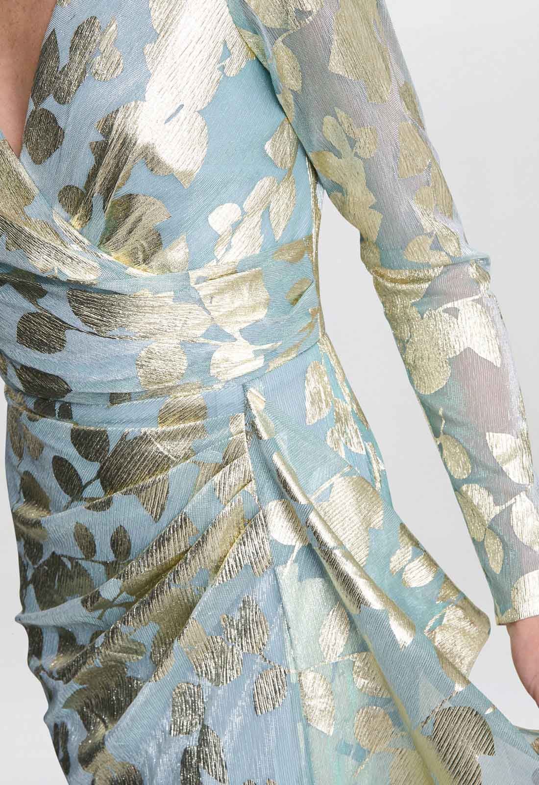 Gina Bacconi Sage Kamala Foil Maxi Dress