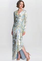 Gina Bacconi Sage Kamala Foil Maxi Dress
