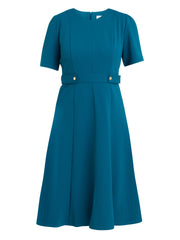 Gina Bacconi Petrol Mel Fit And Flare Midi Dress
