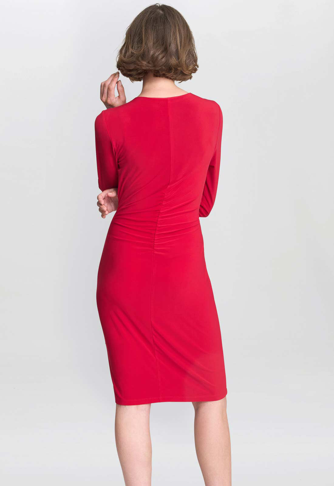 Gina Bacconi Red Tilda Jersey Dress With Embellished Buckle