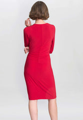 Gina Bacconi Red Tilda Jersey Dress With Embellished Buckle