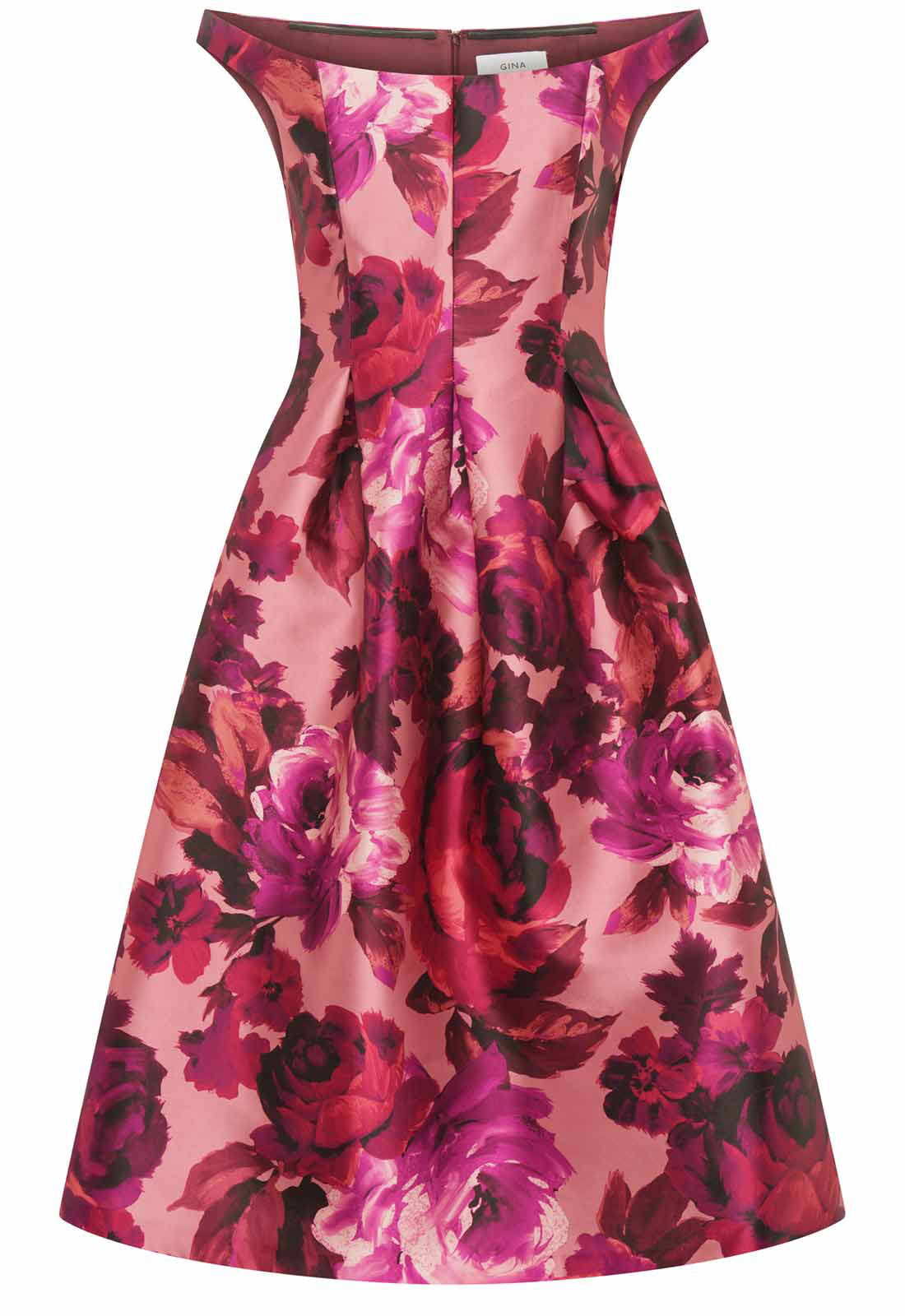 Gina Bacconi Pink Floral Talia Fit & Flare Midi Dress