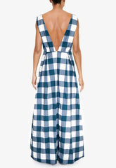 True Decadence Blue Checked Maxi Dress