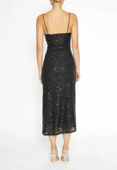 True Decadence Black Sequin Slip Dress