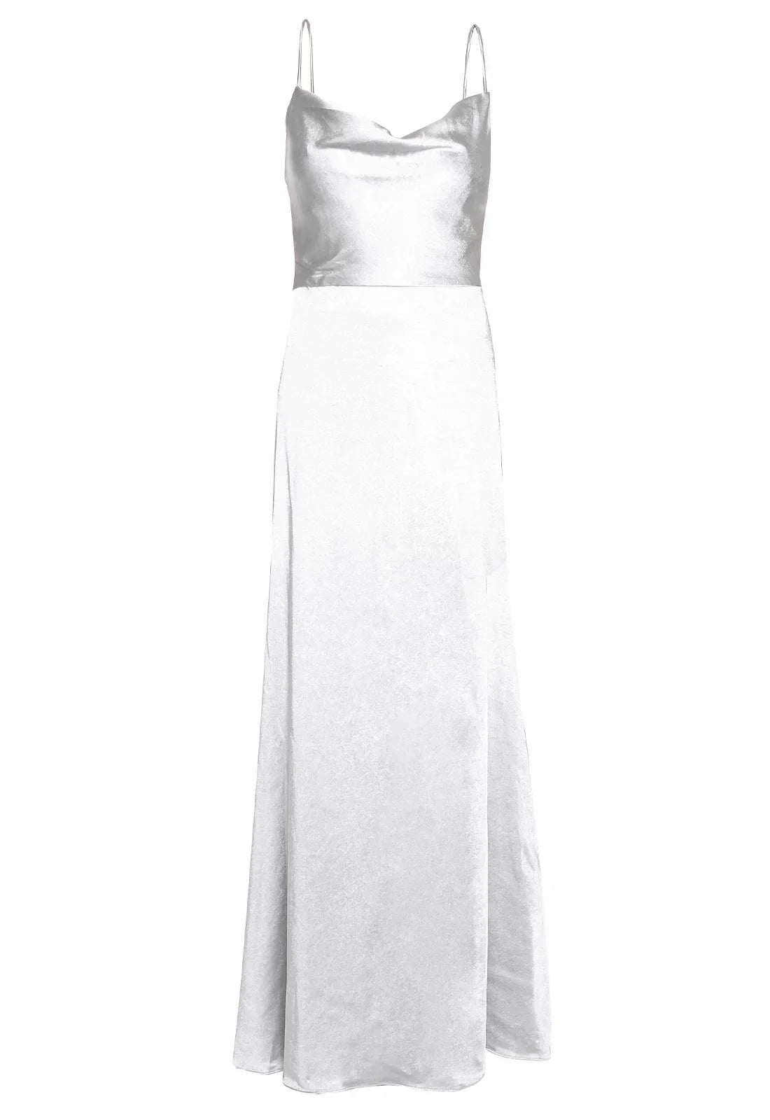 True Decadence Silver Satin Cowl Neck Maxi Dress