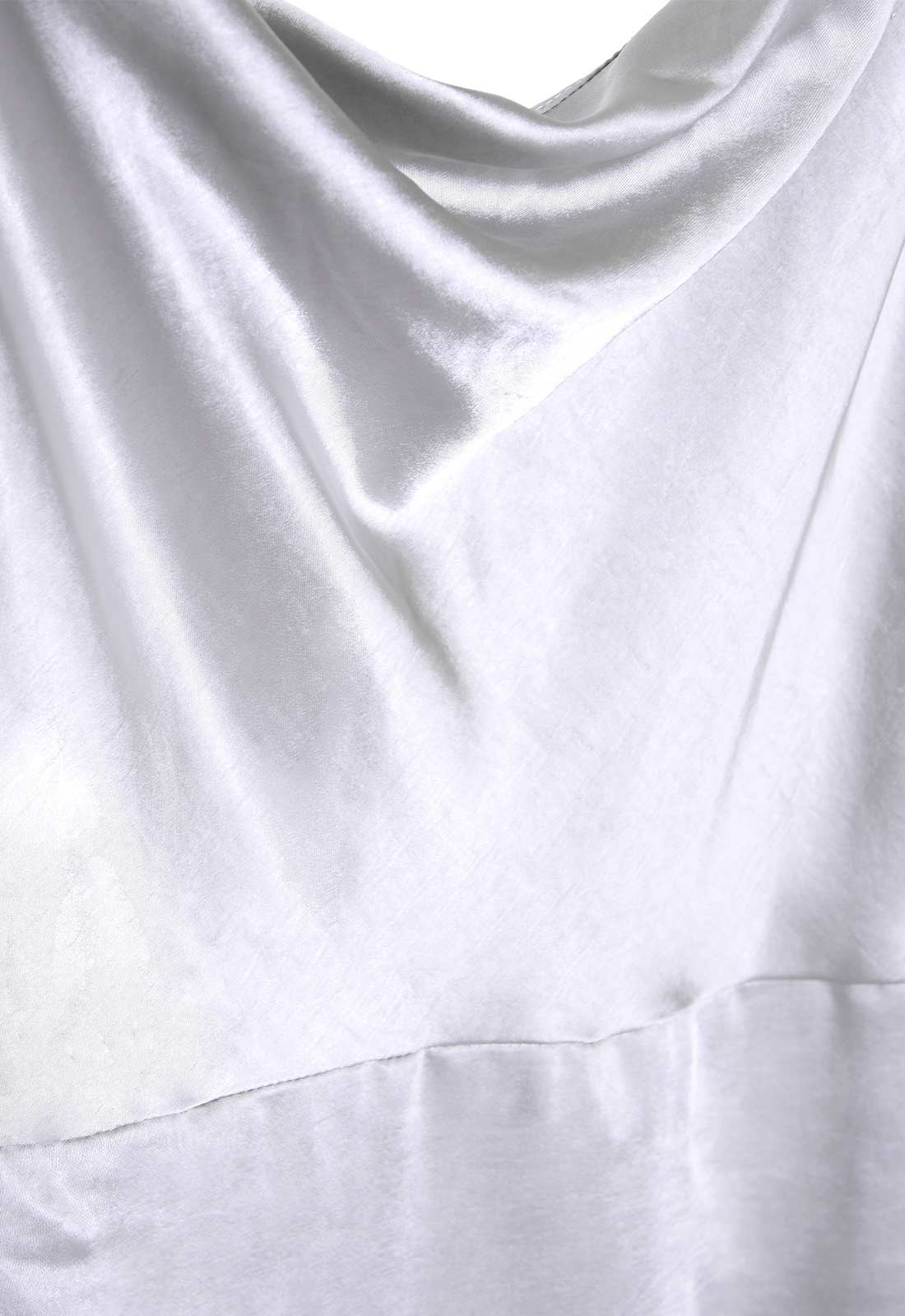 True Decadence Silver Satin Cowl Neck Maxi Dress