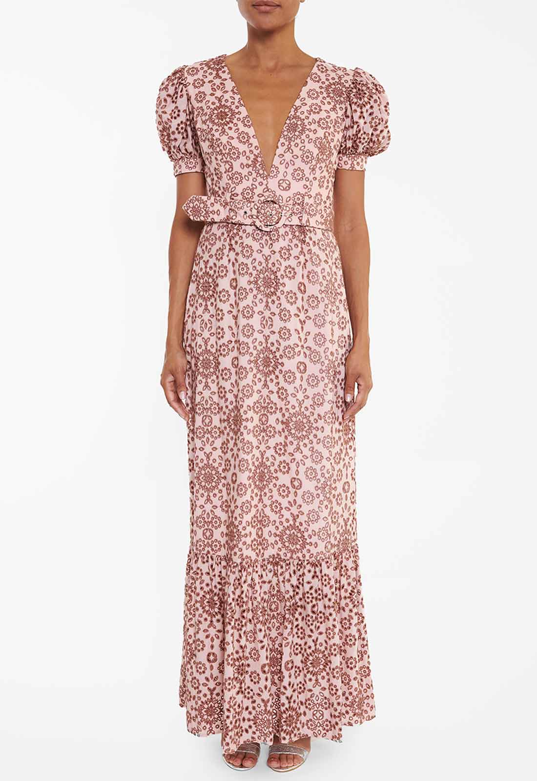 True Decadence Tan Broderie Anglaise Maxi Dress