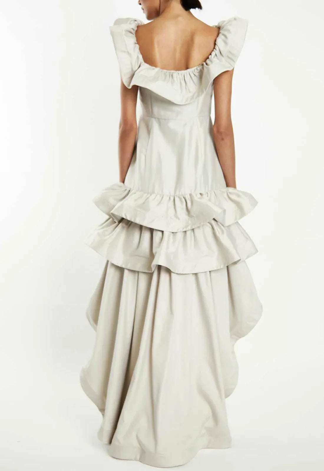 True Decadence Grey Waterfall Maxi Dress