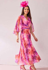 Samantha Jane Pink Alice Pleated Midi Dress