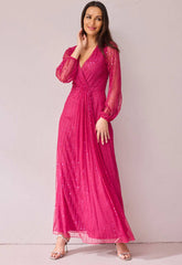 Samantha Jane Raspberry Annie Shimmer Dress