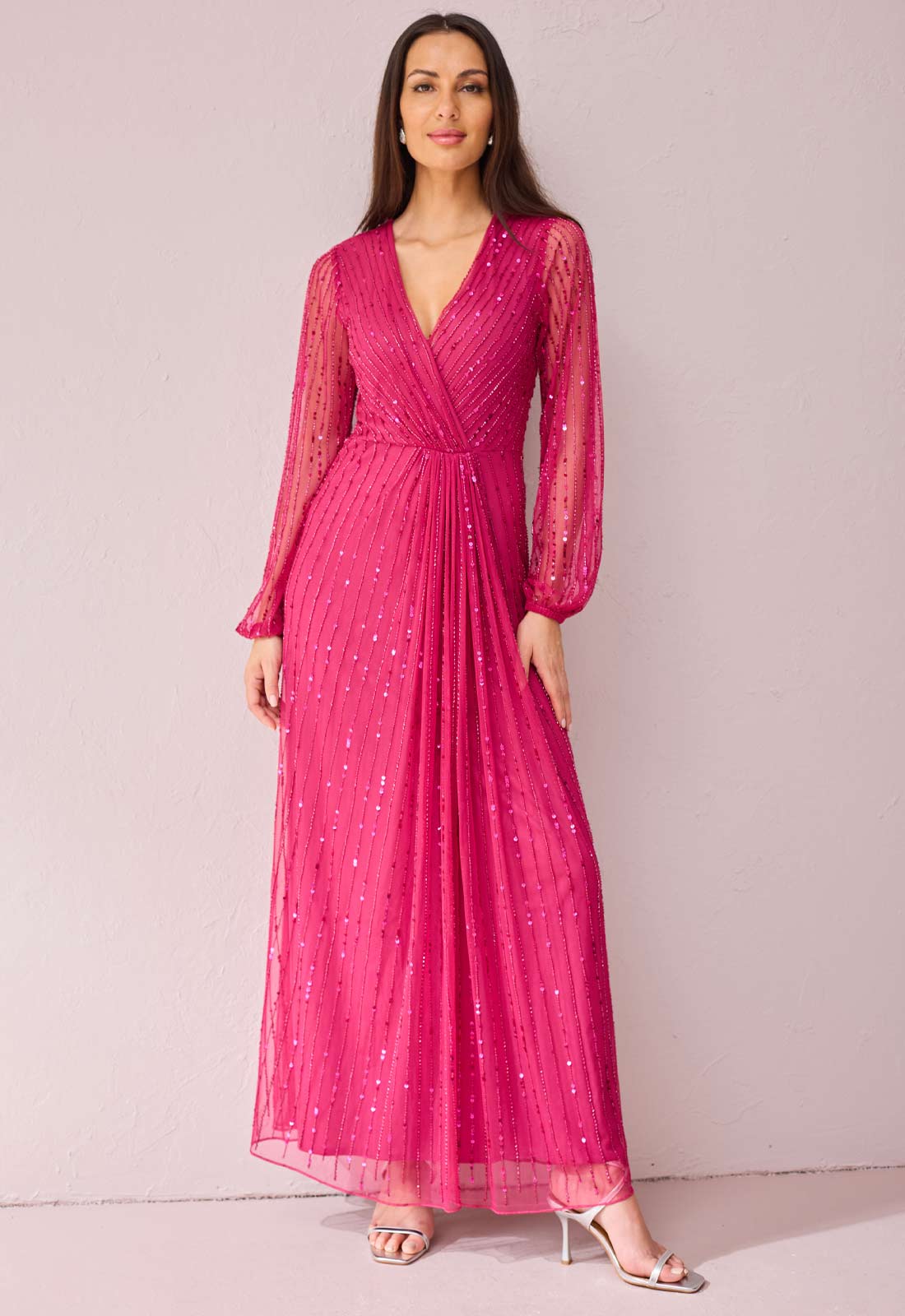 Samantha Jane Raspberry Annie Shimmer Dress
