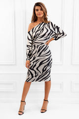 Honor Gold Zebra Print Aubrey Midi Dress