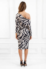 Honor Gold Zebra Print Aubrey Midi Dress