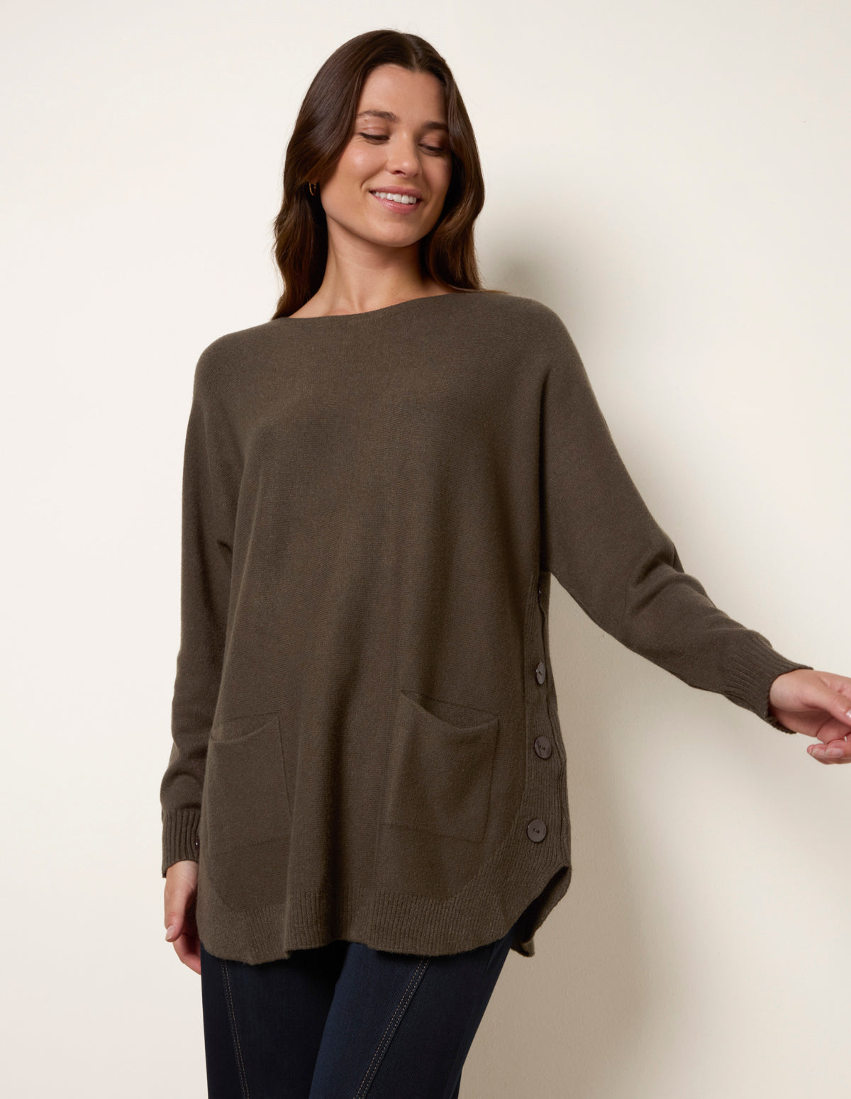 Pocket Slash Neck Jumper