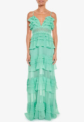 True Decadence Jade Green Ruffle Maxi Dress