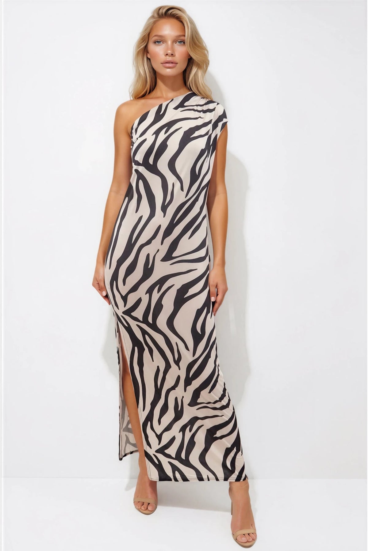 Honor Gold Zebra Print Cleo Maxi Dress