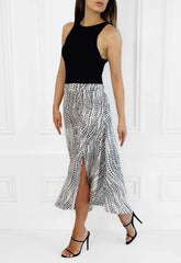 Honor Gold Polka Dot Print Cora Midi Skirt