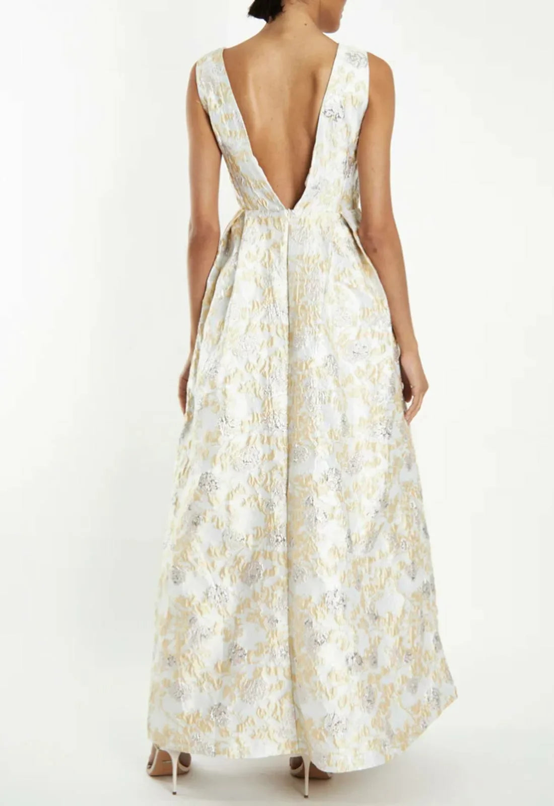 True Decadence Cream Brocade Ballgown