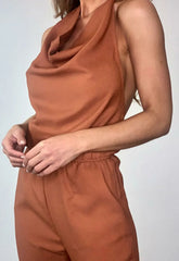 Lady Flare Brown Bella Jumpsuit