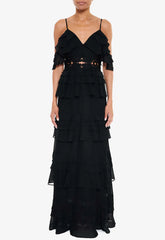 True Decadence Black Maxi Crochet Maxi Dress