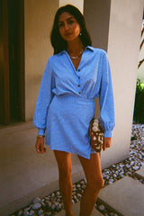 Blue Stripe Mini Miley Shirt Dress