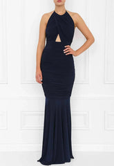 Honor Gold Erin Navy Fishtail Maxi Dress