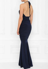 Honor Gold Erin Navy Fishtail Maxi Dress