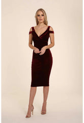 Honor Gold Evie Berry Velvet Midi Dress