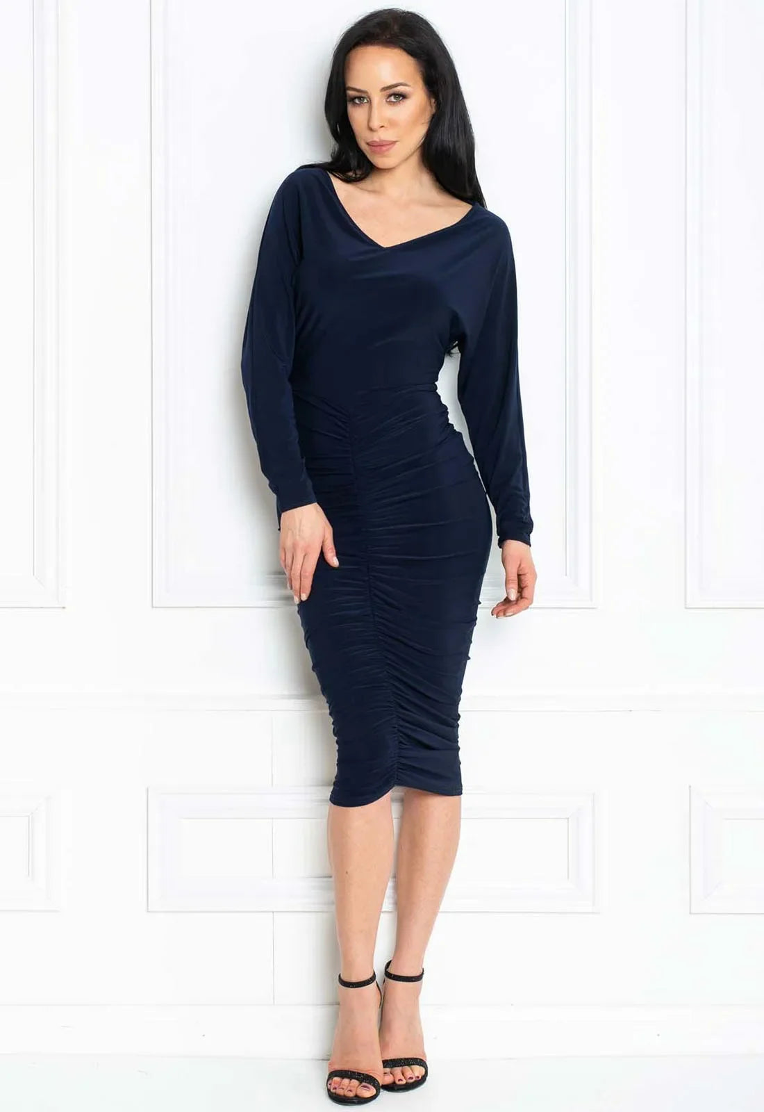 Honor Gold Navy Farrah Midi Dress