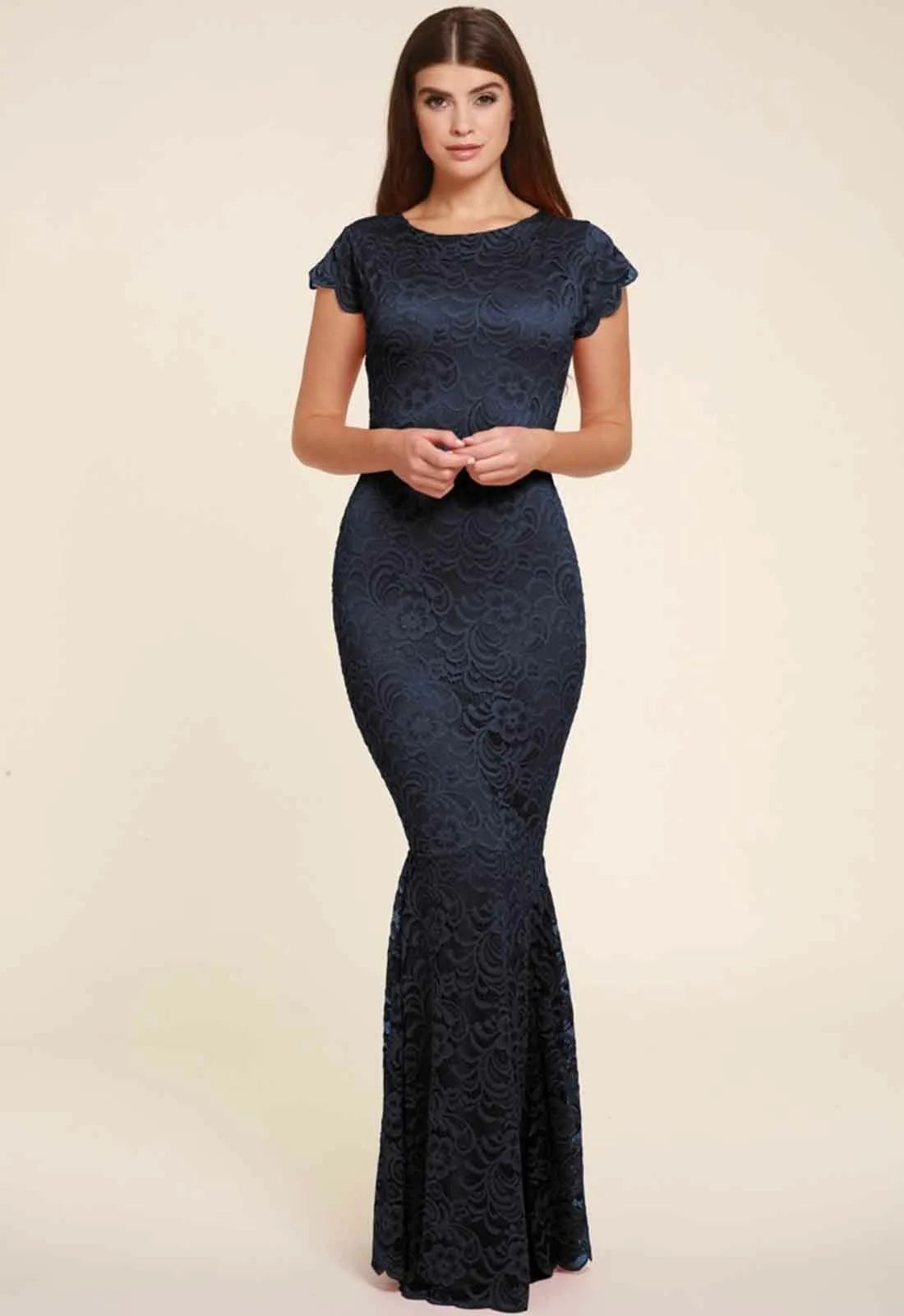 Honor Gold Faye Cap Sleeve Maxi in Navy