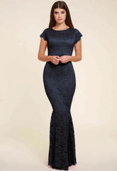 Honor Gold Faye Cap Sleeve Maxi in Navy