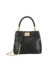Virelai Panel Lined Pouch Shaped Clutch Bag in Black