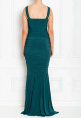 Honor Gold Forest Green Gabby Fishtail Maxi Dress
